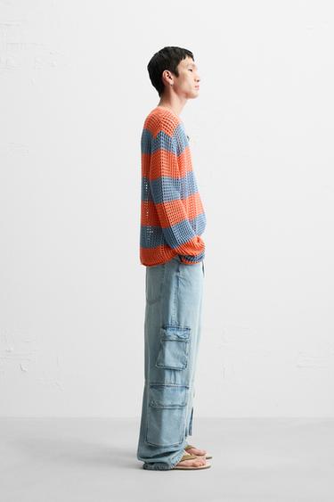 OPEN KNIT TEXTURED SWEATER - Orange by Zara - Image 3