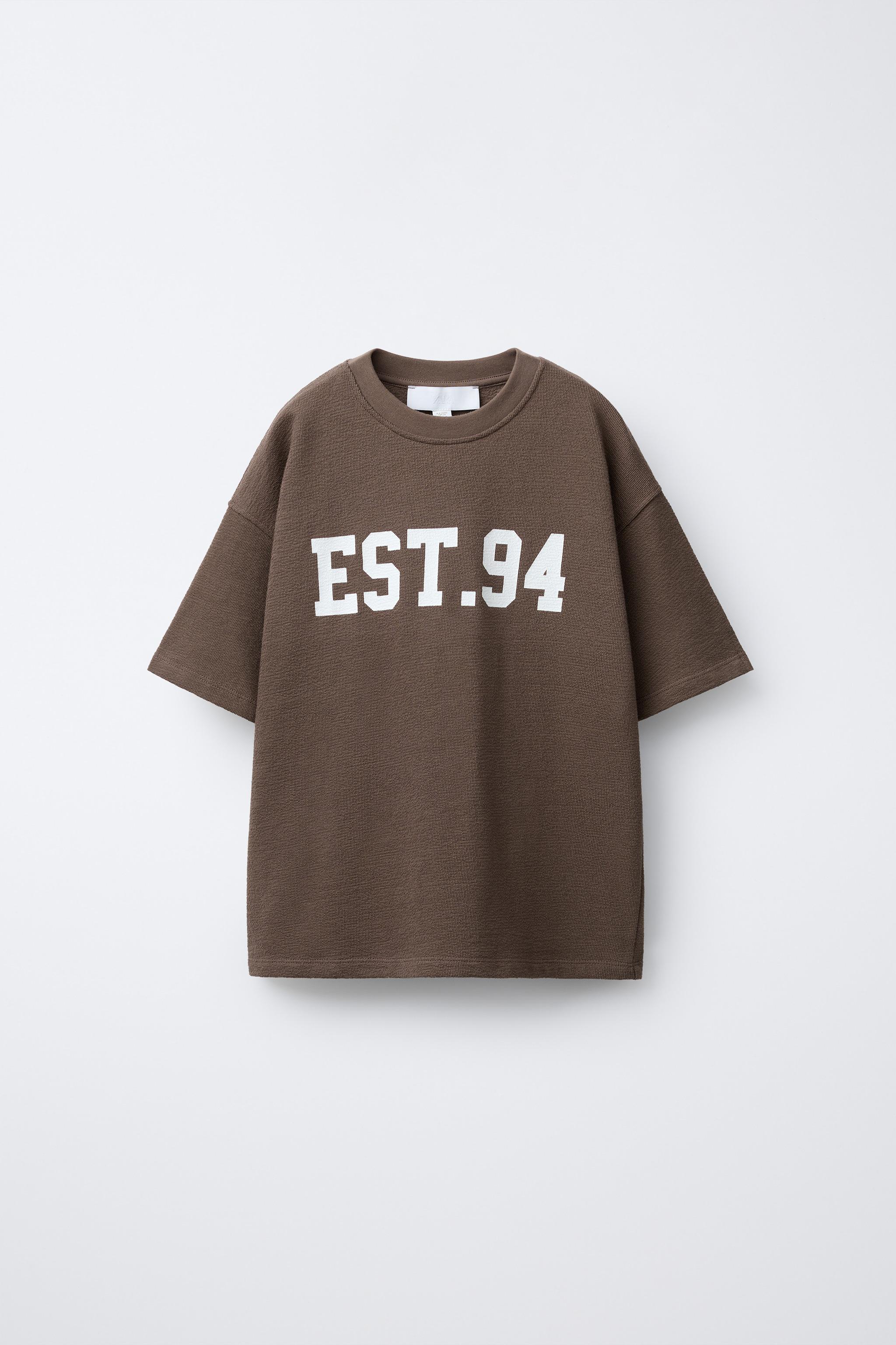 NUMBER PRINT T-SHIRT - Brown / Taupe | ZARA United States