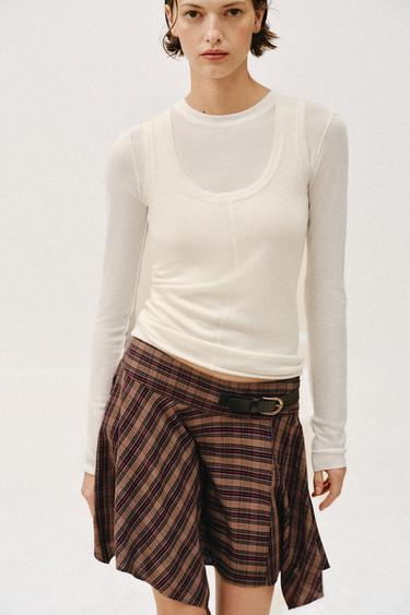 CHECK MINI SKIRT WITH BELT LOOP - Multicoloured by Zara - Image 3