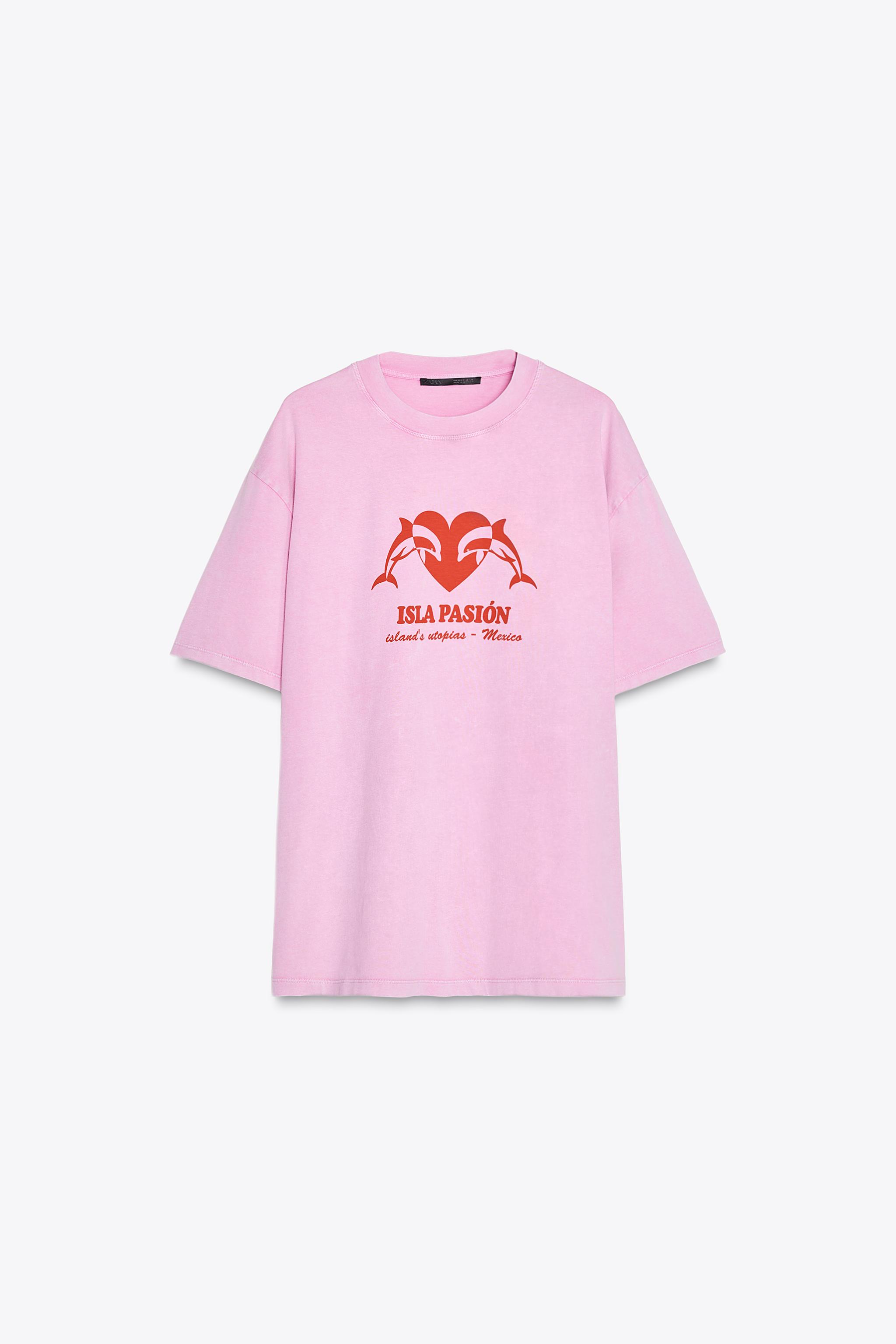 ★ドイツ発*ZARA*新作*フェードエフェクトTシャツ/SALMON★ フェイドエフェクト プリント Tシャツ - ピンク | ZARA Japan / 日本