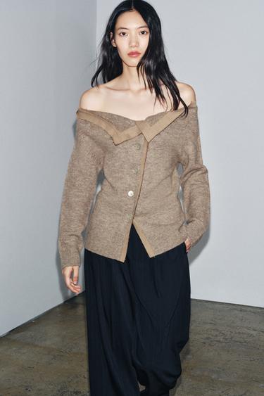 BOAT NECK CARDIGAN - Mink by Zara - Image 0