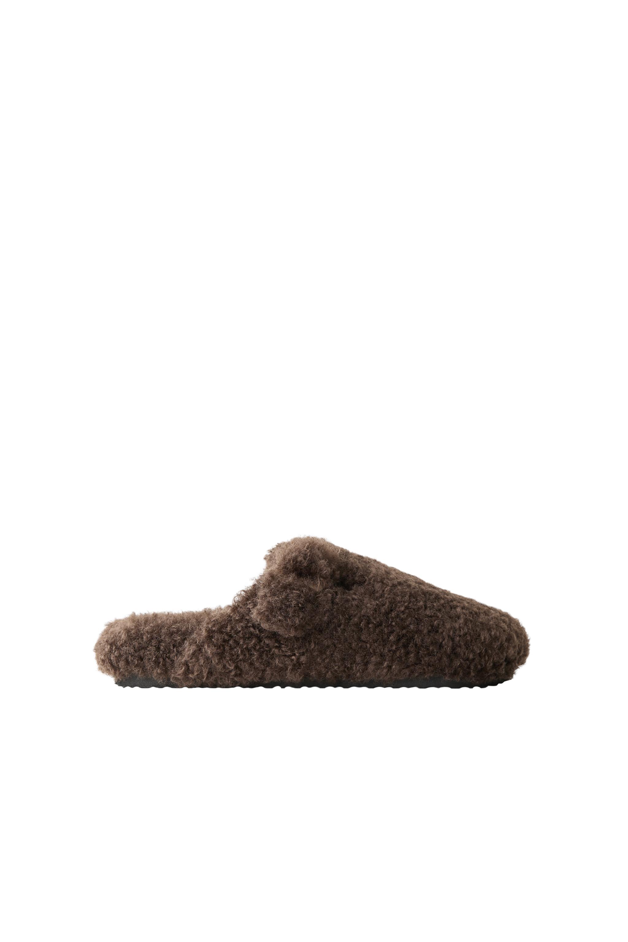FAUX FUR BUCKLE CLOGS - Brown | ZARA United States