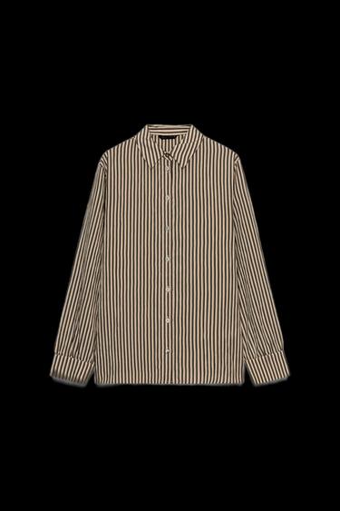 CAMISA RAYAS - crudo/kaki de Zara - Imagen 0