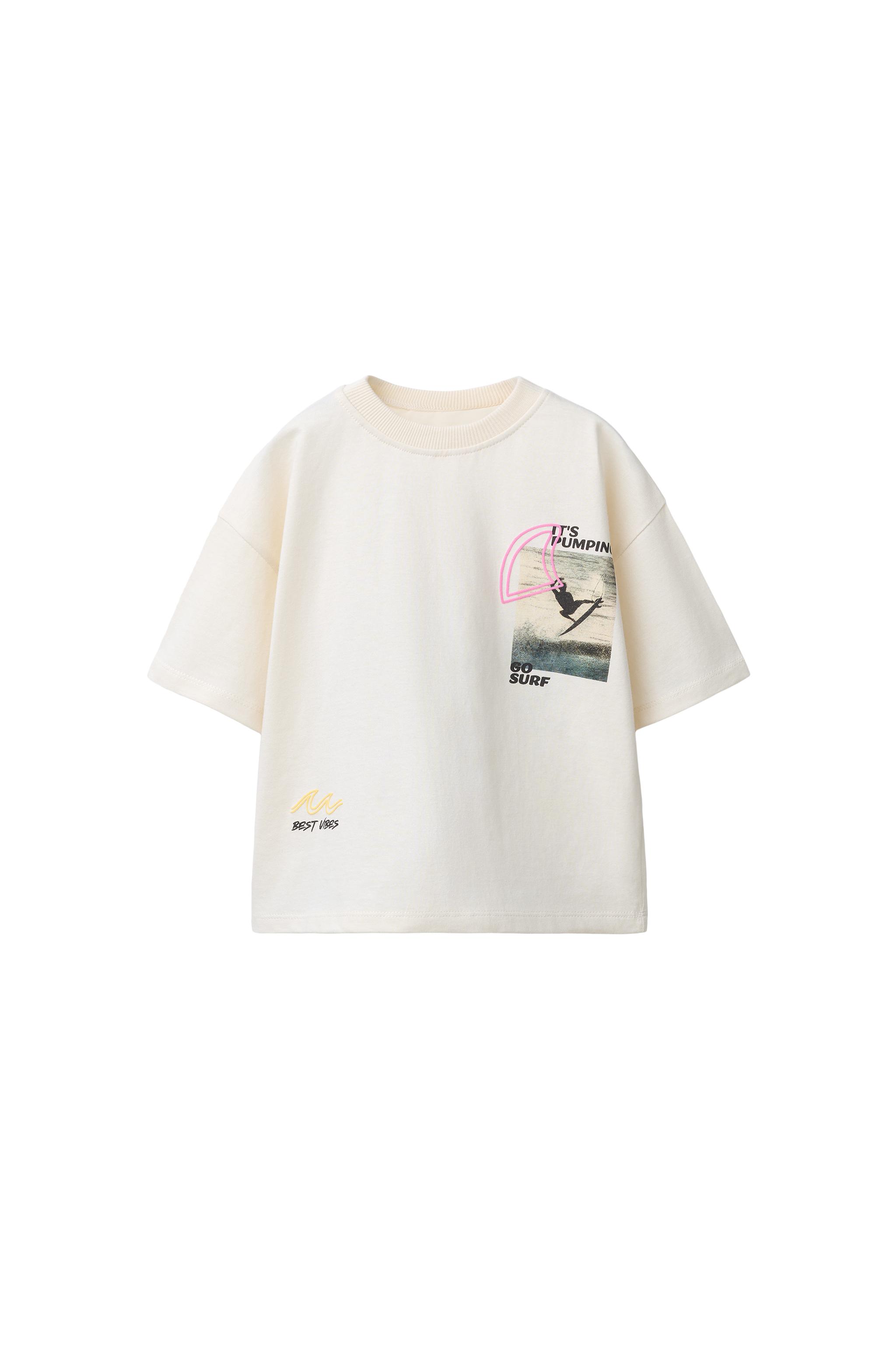 SURF PHOTO PRINT T-SHIRT - Ecru | ZARA United States
