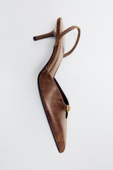 BUCKLED SLINGBACK SHOES - Brown by Zara