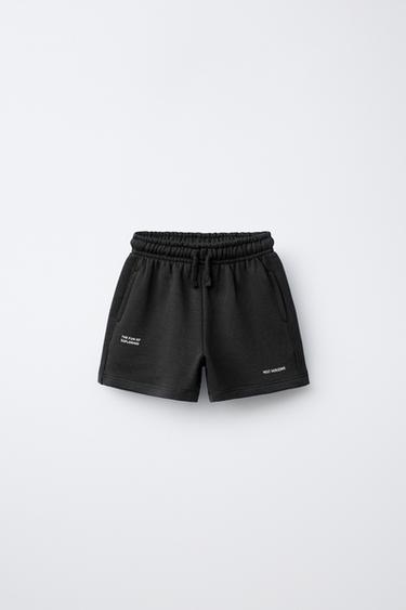 Zara BASIC TEXT SHORTS - Black