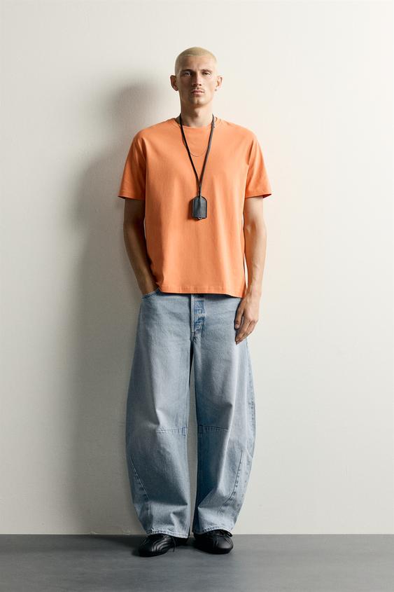 CAMISETA MEDIUM WEIGHT BÁSICA /02 - Naranja de Zara - Imagen 0