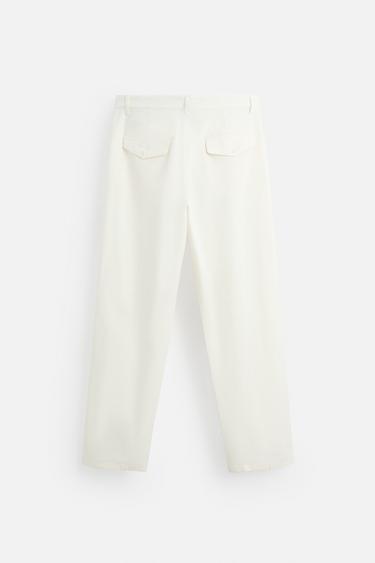 PANTALON STRAIGHT FIT COTON - Blanc cassé de Zara - Image 6