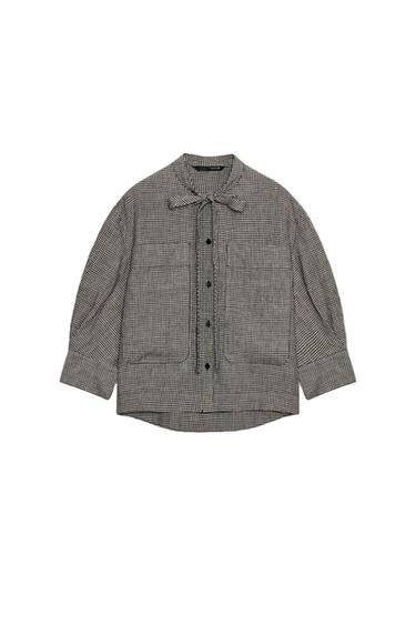 CAMISA CUADROS LINO ZW COLLECTION - Crudo / Negro de Zara