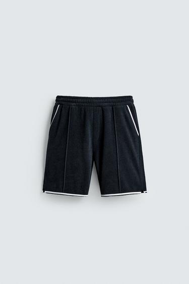CONTRAST TOWELLING BERMUDA SHORTS - Navy blue by Zara