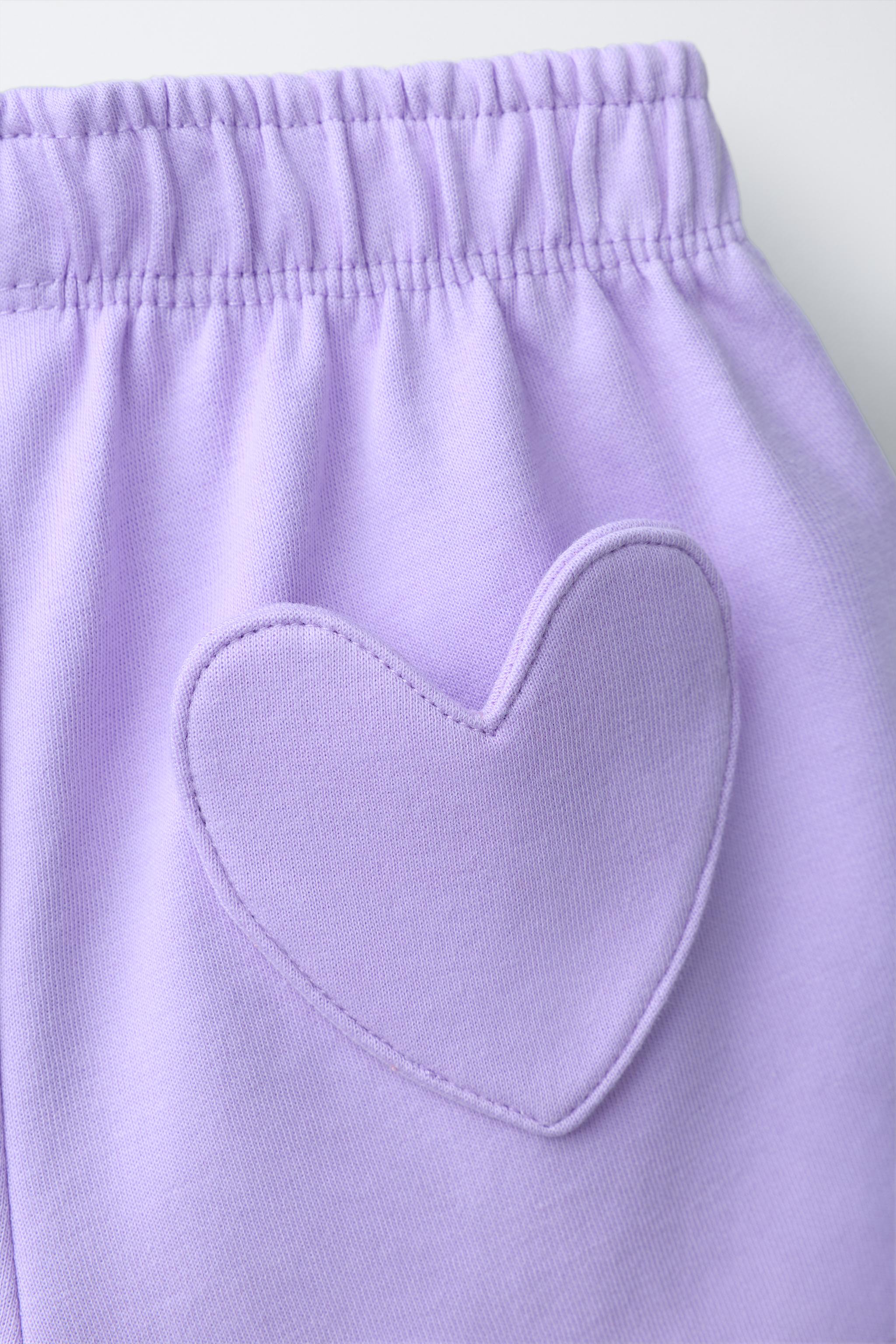 INTERLOCK PLUSH EMBROIDERED HEART SHORTS - Mauve | ZARA United States