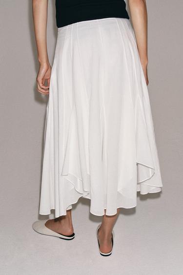 JUPE FLUIDE ASYMÉTRIQUE ZW COLLECTION - Blanc de Zara - Image 2