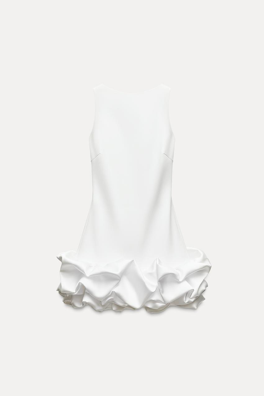 COMBINATION PUFF HEM JUMPSUIT DRESS - White | ZARA United States