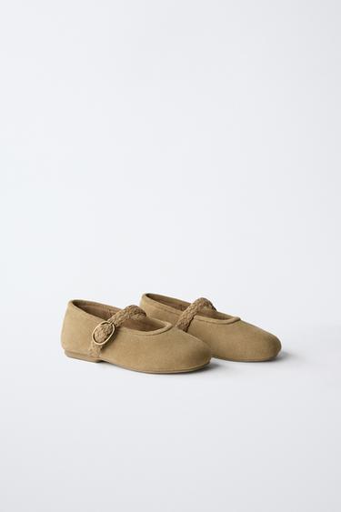 BALLERINES EN CUIR - Marron sable de Zara - Image 1