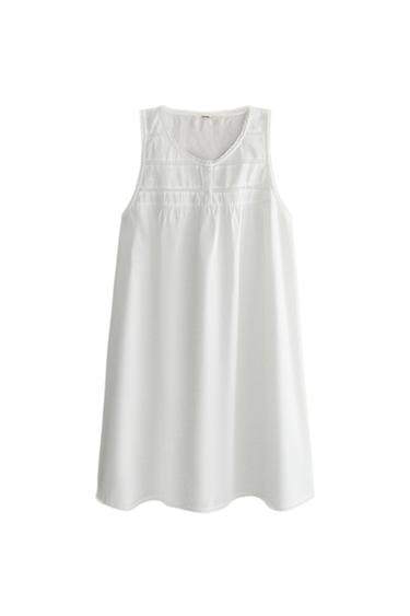 Zara PLAIN LACE POPLIN NIGHTDRESS - 白色