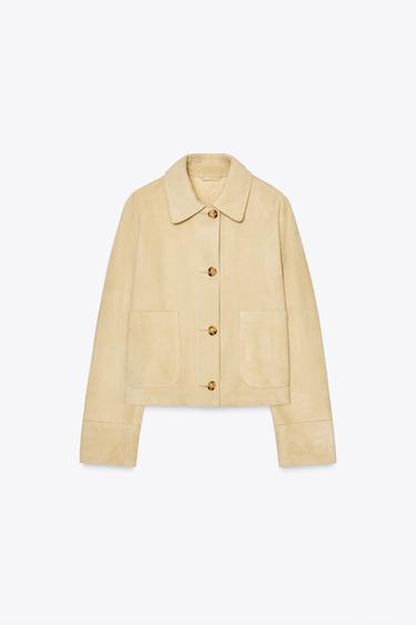 ZW COLLECTION LIMITED EDITION 100% SUEDE LEATHER JACKET - Butter by Zara