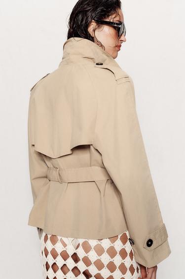 TRENCH COURT À ÉPAULETTES ET CEINTURE - Camel clair de Zara - Image 3