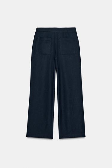 PANTALON DROIT NERVURÉ - Bleu marine de Zara - Image 6