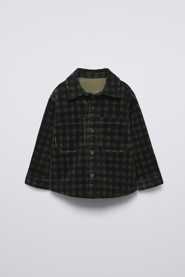 CHECK CORDUROY OVERSHIRT - Black / Green by Zara - Image 0