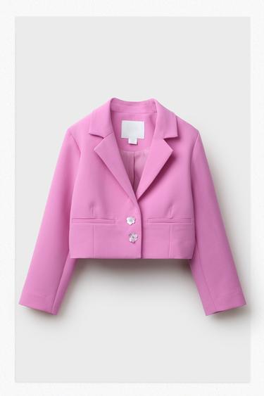 CROPPED BLAZER WITH JEWEL BUTTONS - Pink by Zara