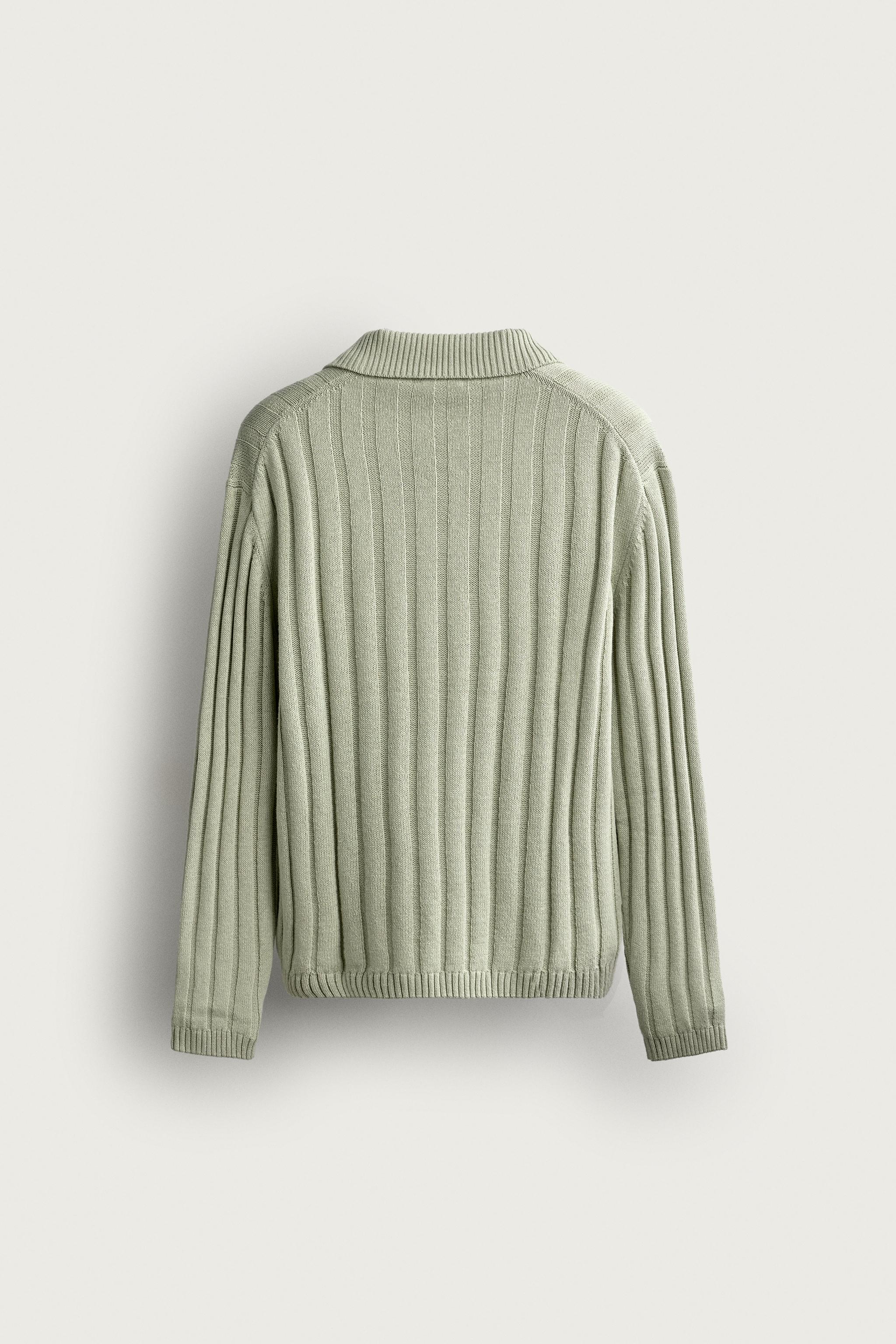 LINEN-COTTON RIBBED KNIT POLO
