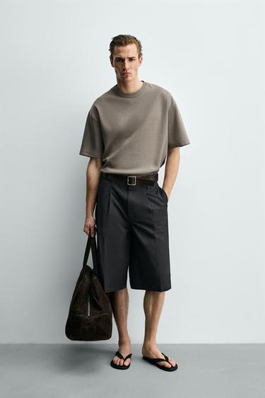 Zara RELAXED FIT SHORT SLEEVE SWEATSHIRT - Brown / Taupe - Image 0