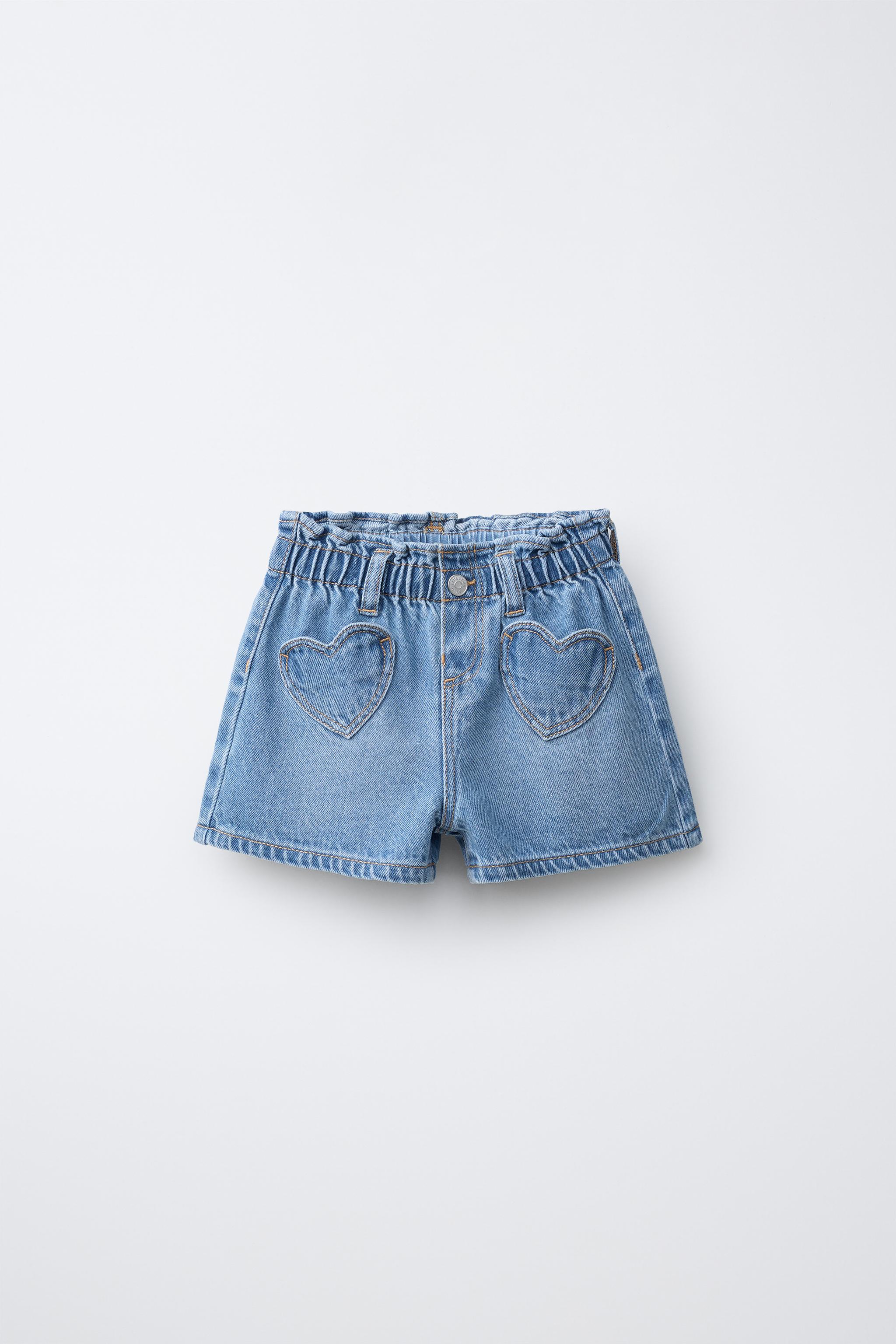 HEART POCKET DENIM SHORTS