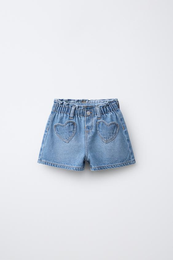 DENIM BERMUDAK BIHOTZ-FORMAKO POLTSIKOEKIN - Urdin argia, Zara-rena - Irudia 0