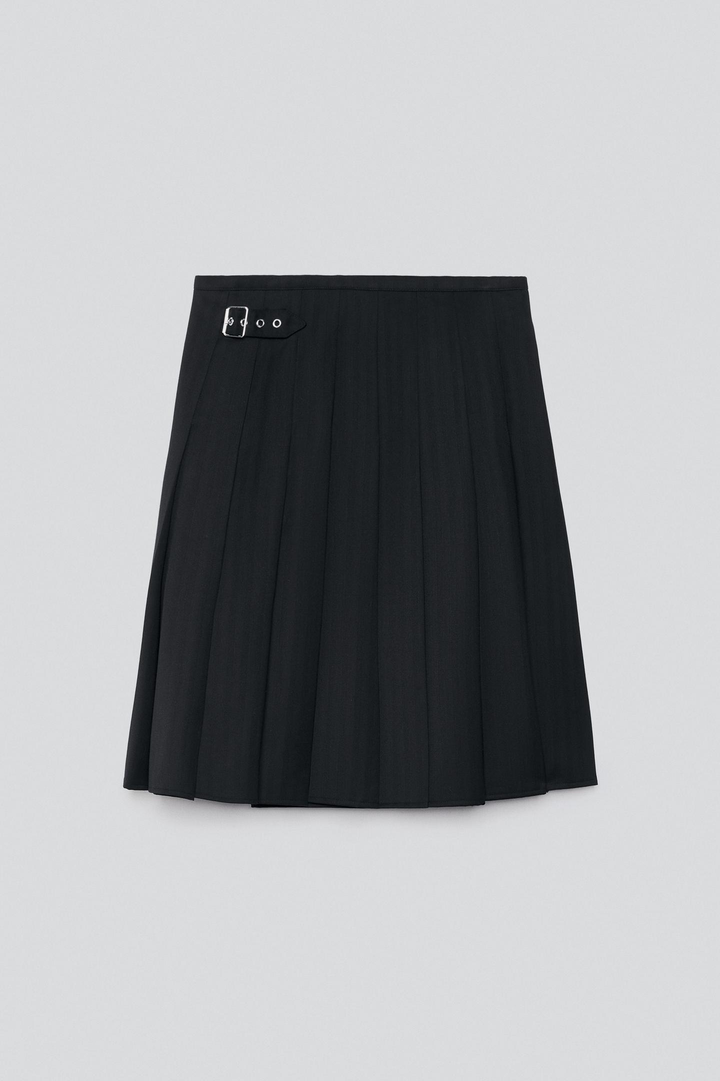 Мужская юбка Zara Herringbone Kilt, цвет: Чёрный — фото 2