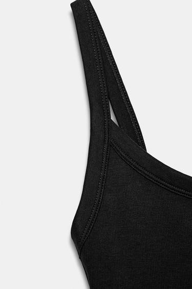 COTTON STRAPPY BODYSUIT - Black by Zara - Image 6