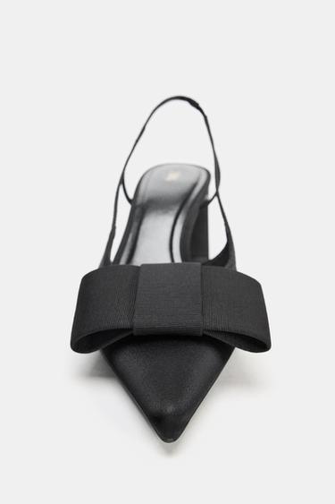 SLINGBACK HEELS WITH BOW DETAIL - Black by Zara