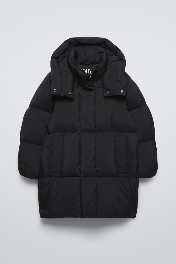 LONG DOWN PUFFER JACKET Black ZARA Saudi Arabia