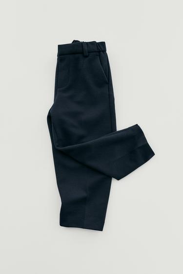 Zara COMFORT SUIT PANTS - Navy blue