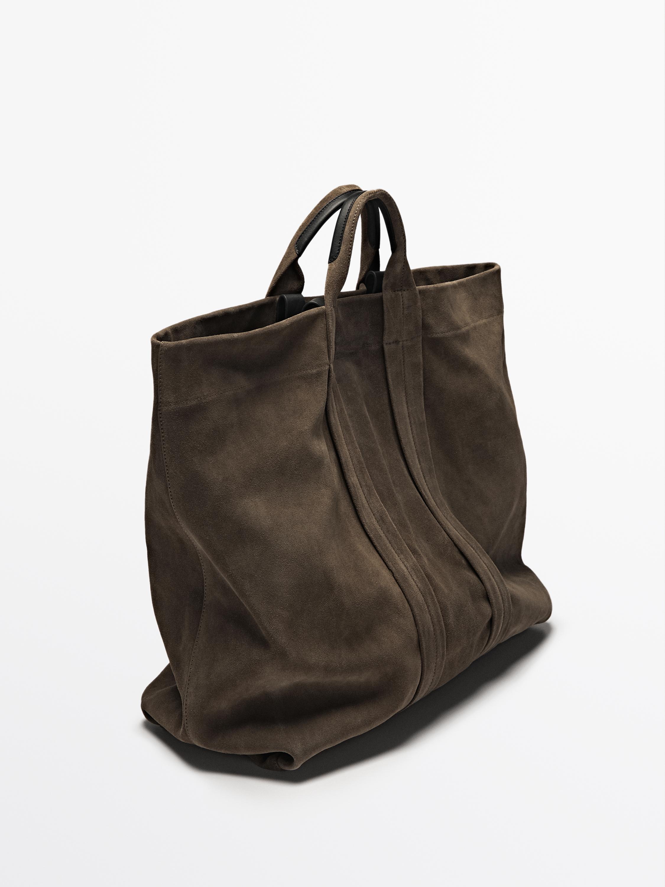 Sac cabas en croûte de cuir