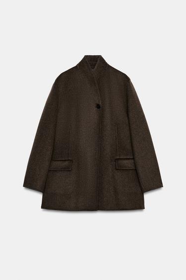 Zara ZW COLLECTION OVERSIZED WOOL BLAZER - Brown