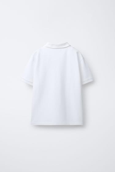 BASIC PIQUÉ POLO SHIRT - White by Zara - Image 1