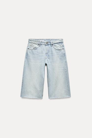 Zaras SHORTS I DENIM TRF BAGGY MED LÅG MIDJA - Ljusblå
