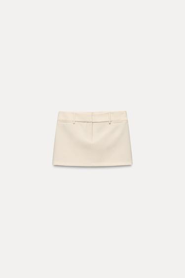 Zara ZW COLLECTION MINI SKIRT - Ecru
