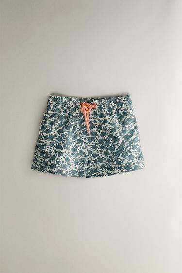 BAÑADOR PLAYA INFANTIL FLORES TROPICALES - Crudo / Verde de Zara