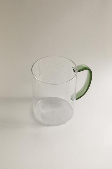 BOROSILICATE GLASS MUG WITH COLOURED HANDLE - Green by Zara - Image 1