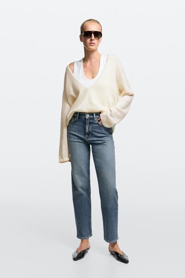Zara High-waist cropped straight-leg jeans - Aquamarine