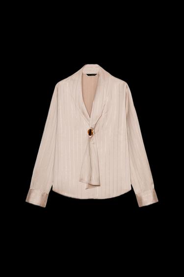 METALLIC THREAD APPLIQUÉ BLOUSE - Gold by Zara - Image 0