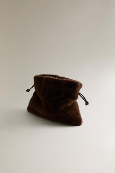 FAUX FUR MINI BAG - Chocolate Brown by Zara - Image 3