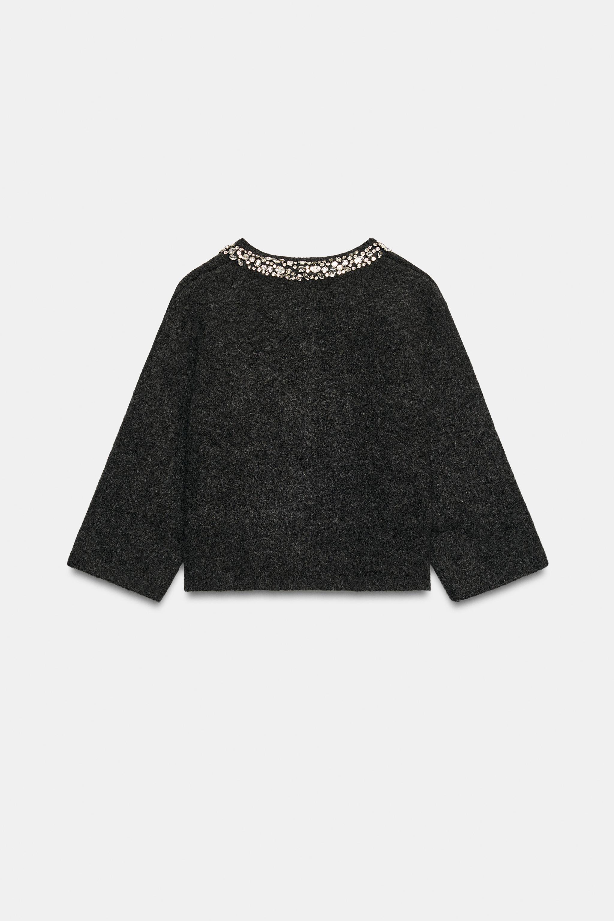 ビジュービーズニットカーディガン - グレー | ZARA Japan / 日本