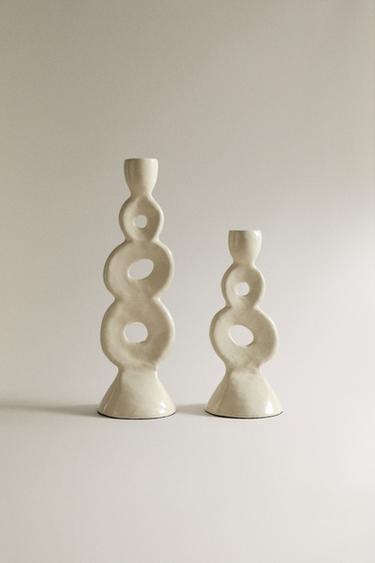 CERAMIC CANDLEHOLDER - Oyster-white by Zara