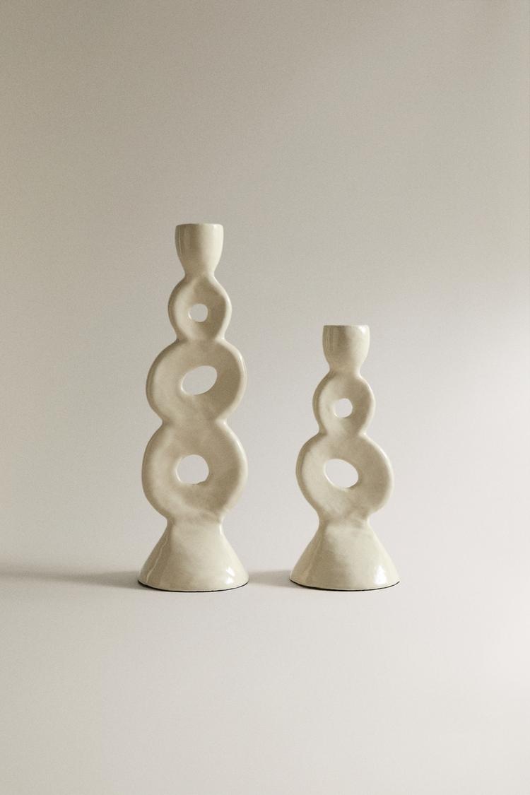ALUMINUM CANDLESTICK — Oyster-white