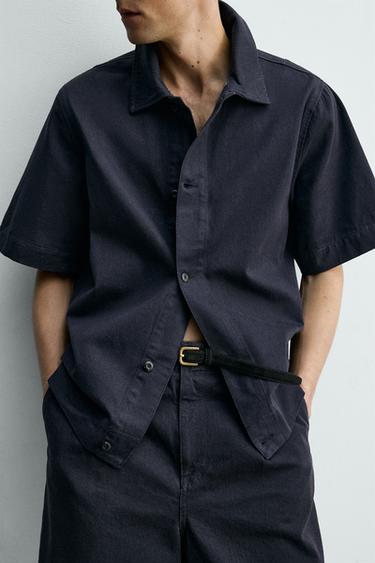 CHEMISE EN DENIM COUPE DÉCONTRACTÉE - Bleu de Zara - Image 5