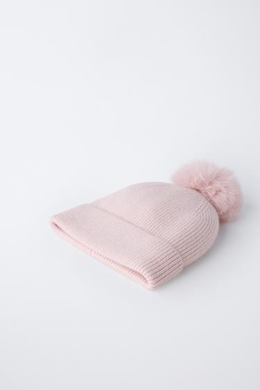 KNITTED POMPOM HAT - Pink by Zara - Image 1