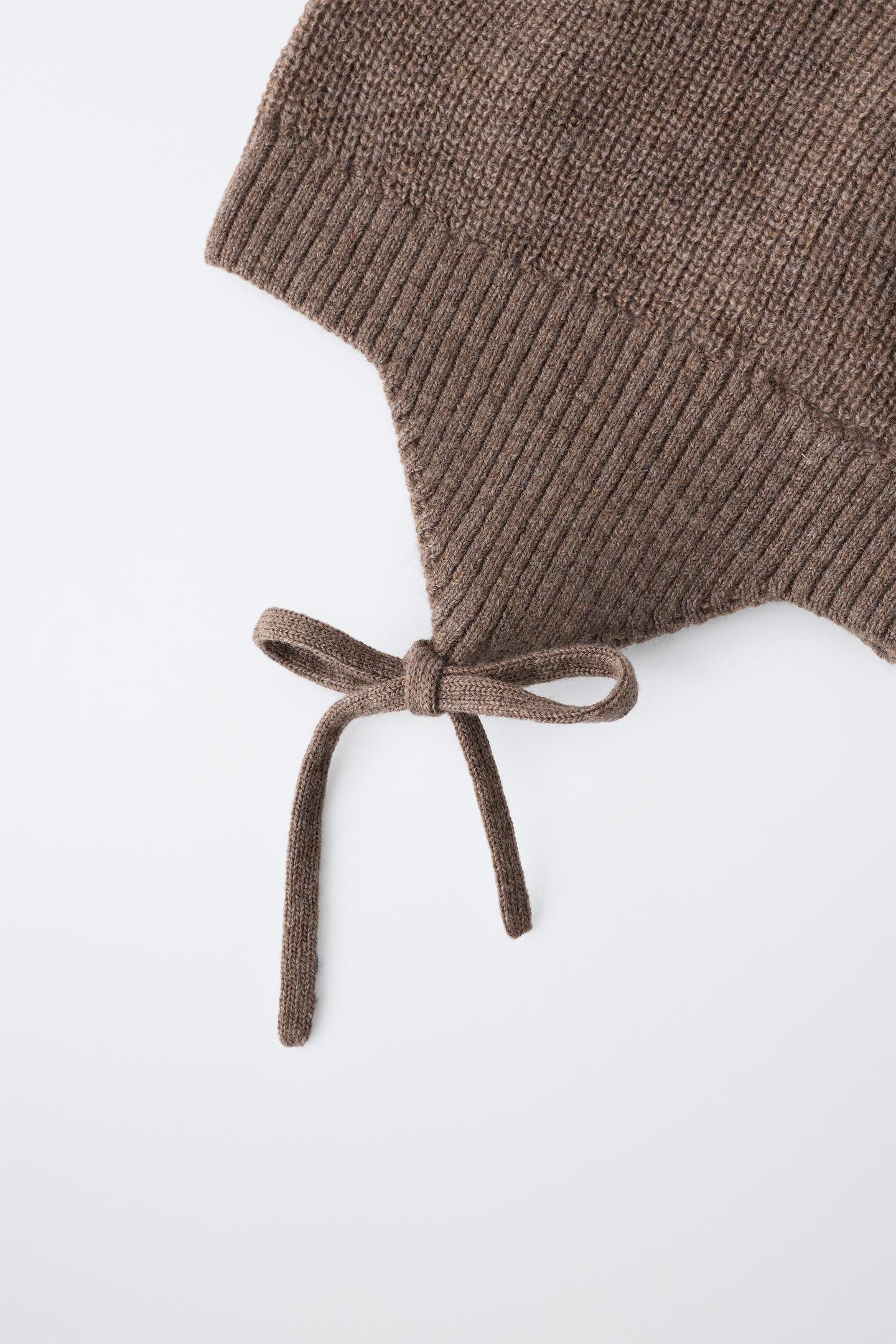 Детские головные уборы Zara Wool and Cashmere Bonnet, цвет: Коричневый — фото 2