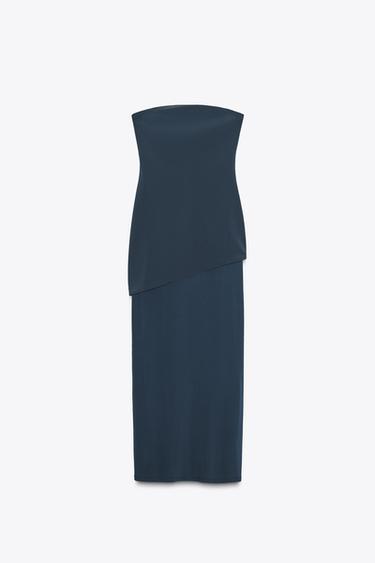 STRAPLESS DRESS - Dark navy by Zara - Image 5